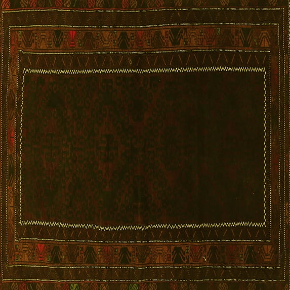 Ahgly Company Indoor Square Persian Yellow Traditional Area Rugs, 8' Square