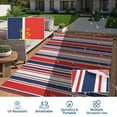 thumbnail image 6 of Hasoo 9' x 12' Navy & Red Outdoor Rug Plastic Straw Geometric Striped Carpet Waterproof PP Tube Woven Portable Mat for Patio Decor, Balcony, Picnic, 6 of 6