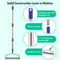 thumbnail image 4 of Garden Rake, 6FT Bow Rake with Adjustable Long Handle, 14 Metal Tines Metal Head Garden Rake for Loosening Soil Gathering Leaf Lev, 4 of 7