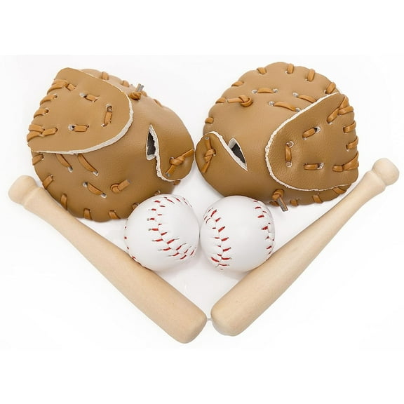 Ksopiavobs Dollhouse Accessories Miniatures Sports Baseball Bat, Glove and Ball Set for Mini Dollhouse Kitchen Fairy Garden Cake Topper Landscape Craft Project Decoration