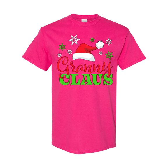 Inktastic Granny Claus with Christmas Santa Hat and Snowflakes T-Shirt