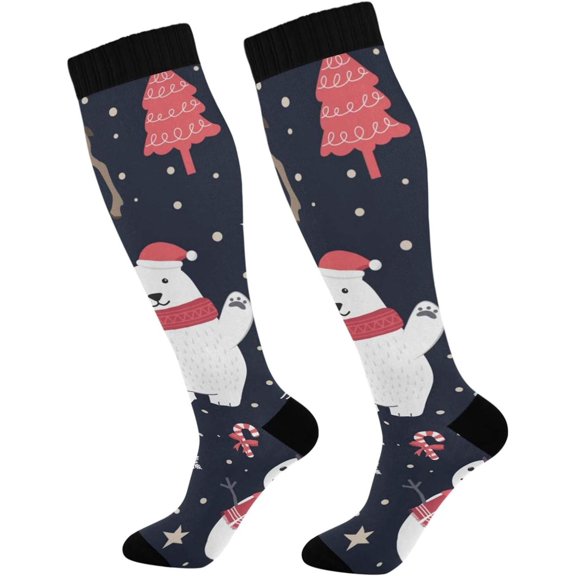 GZHJMY Christmas Compression Socks, Women Men Long Stocking (20-30mmHg), Travel Knee High Stockings for Athletic Sports,Running,Cycling,Nursing