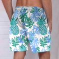 thumbnail image 4 of Xysaqa Mens Swim Trunks Men Big & Tall Bathing Suit Hawaiian Pineapple Graphic Swimwear Summer Holiday Party Beach Board Shorts Clearance Purple S, 4 of 4