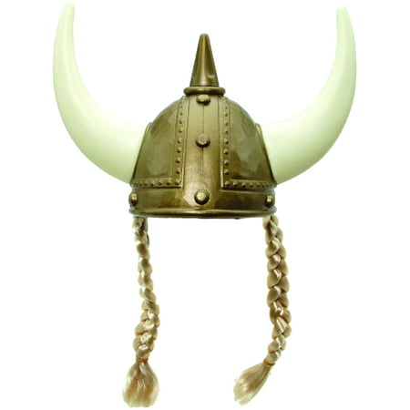 Adult's Or Child's Viking Helmet and Horns With Braids Costume Accessory