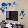 thumbnail image 4 of Pegatinas de pared de rosa azul, calcomanía de pared de vid de flor de rosa, decoración de pared floral de peonía azul, arte de pared de vinilo DIY para dormitorio, sala de estar, sofá, TV, telón de JAMW Sencillez, 4 of 5