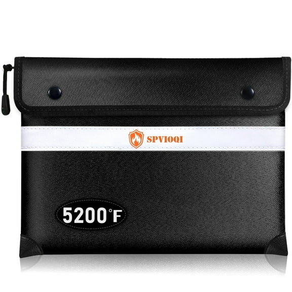 Fireproof Document and Money Bag 5200F Heat Insulated with Zipper Reflective Strip