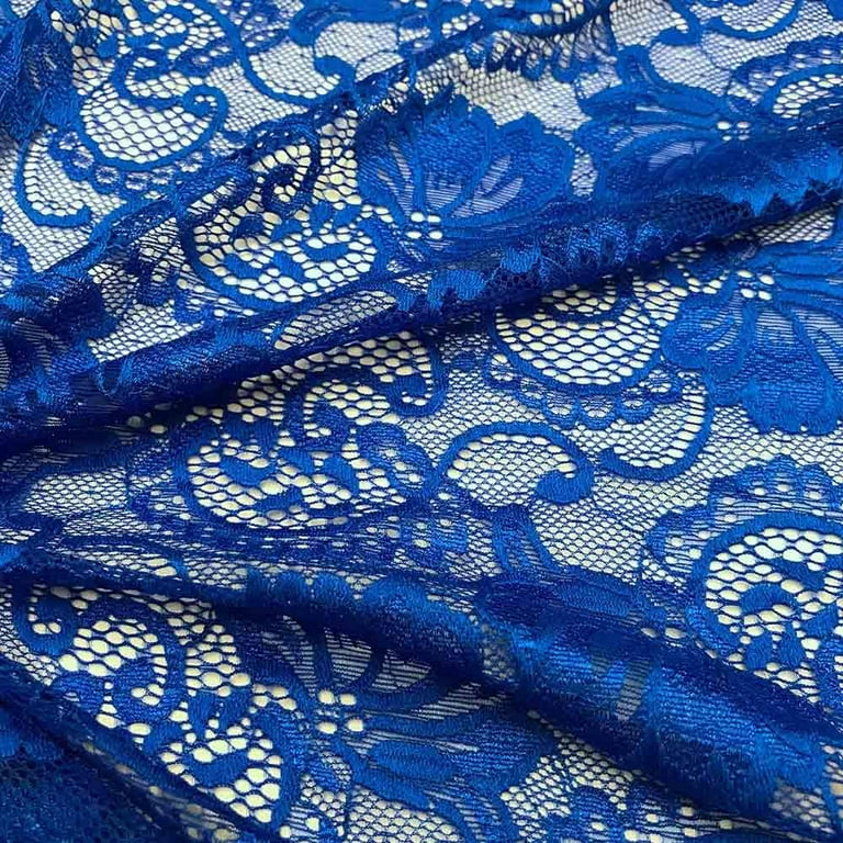 Royal blue stretch lace fabric online