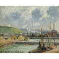thumbnail image 2 of Camille Pissarro 18x15 Black Ornate Wood Framed Double Matted Museum Art Print Titled - Fishing and Duquesne Pelvis, Dieppe, Bright Gray Weather (1902), 2 of 5