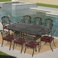 thumbnail image 7 of VIVIJASON 9-Piece Outdoor Furniture Dining Set, All-Weather Cast Aluminum Patio Conversation Set, Include 8 Cushioned Chairs and an Oval Table with Umbrella Hole for Balcony Lawn Backyard, Red Cushion, 7 of 7