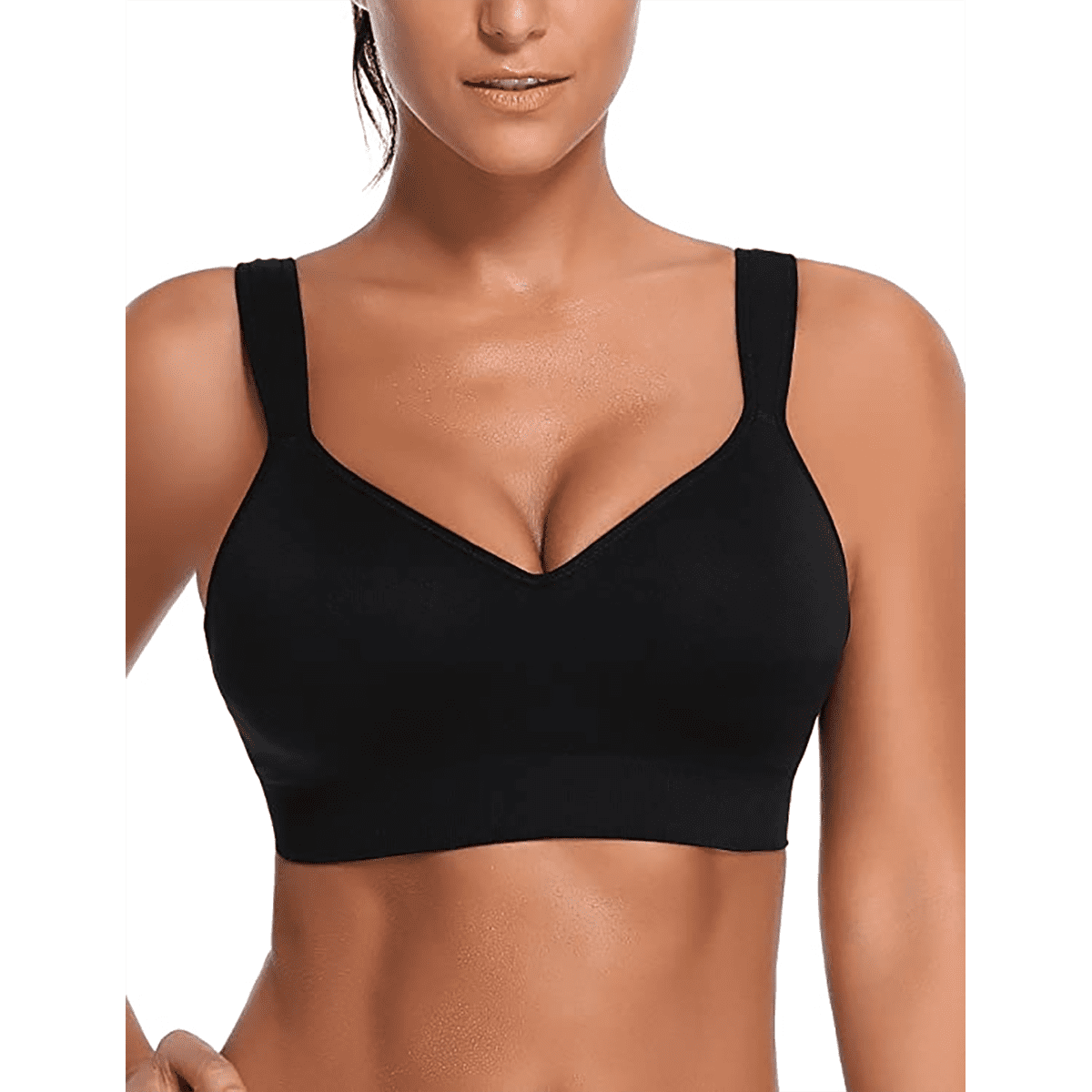 Langwyqu Sports Bras for Women Wireless Support Bra Low Back Seamless