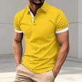 thumbnail image 2 of FINALGANG Mens Solid Color Classic Collar Short Sleeve Polo Shirt With Contrast White Trim Slim Fit Breathable For Fathers Day Gift Summer Daily Wear Casual Outings Classic Top, 2 of 4