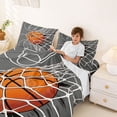 thumbnail image 3 of Castle Fairy Gray Basketball Hoop Print Bed Sheets 4-Piece, Court Line Design Full Size Sheets, Gray Orange White,1 Fitted Sheet, 1 Flat Sheet and 2 Pillowcases, 3 of 6