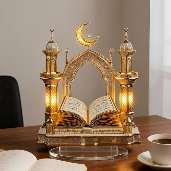 XIBUFE Ramadan Decorations for Home,Ramadan Gifts for Kids,Table Decor,Acrylic Desktop 2D Spray Painted Acrylic Crescent Design