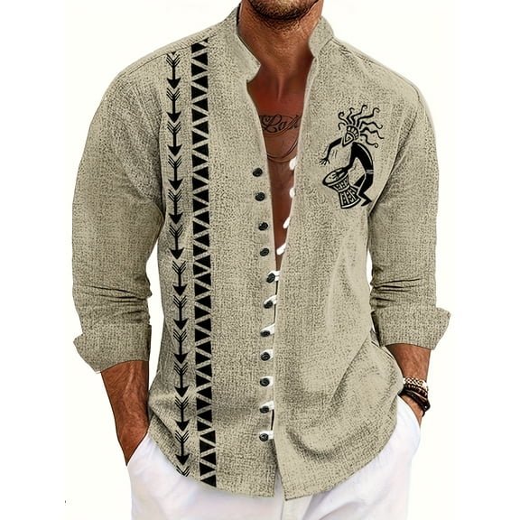 Button Down Shirts for Men 2025 Summer Casual V Neck Long Sleeve T-Shirts Waffle Office Polo Blouses with Pocket Beige XL