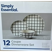 Simply Essential 12 Piece Coupe Black and White Farmhouse Dinnerware Set