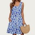 thumbnail image 5 of Fantaslook Reduced Dress for Women Casual Loose Summer Florals Printed Dress Fashion Sleeveless V-neck Dress Multicolor 8(L), 5 of 6