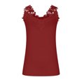 thumbnail image 4 of Usmixi Summer Tank Tops Solid V-Neck Sleeveless T Shirts for Women Elegant Lace Patchwork Lightweight Tunic Vest Blouses Red xxl, 4 of 5