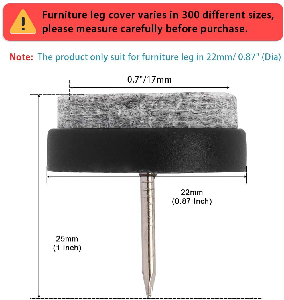 Round Anti-abrasion Furniture Table Leg Feet Nail Felt Pad Floor Protector 40pcs 