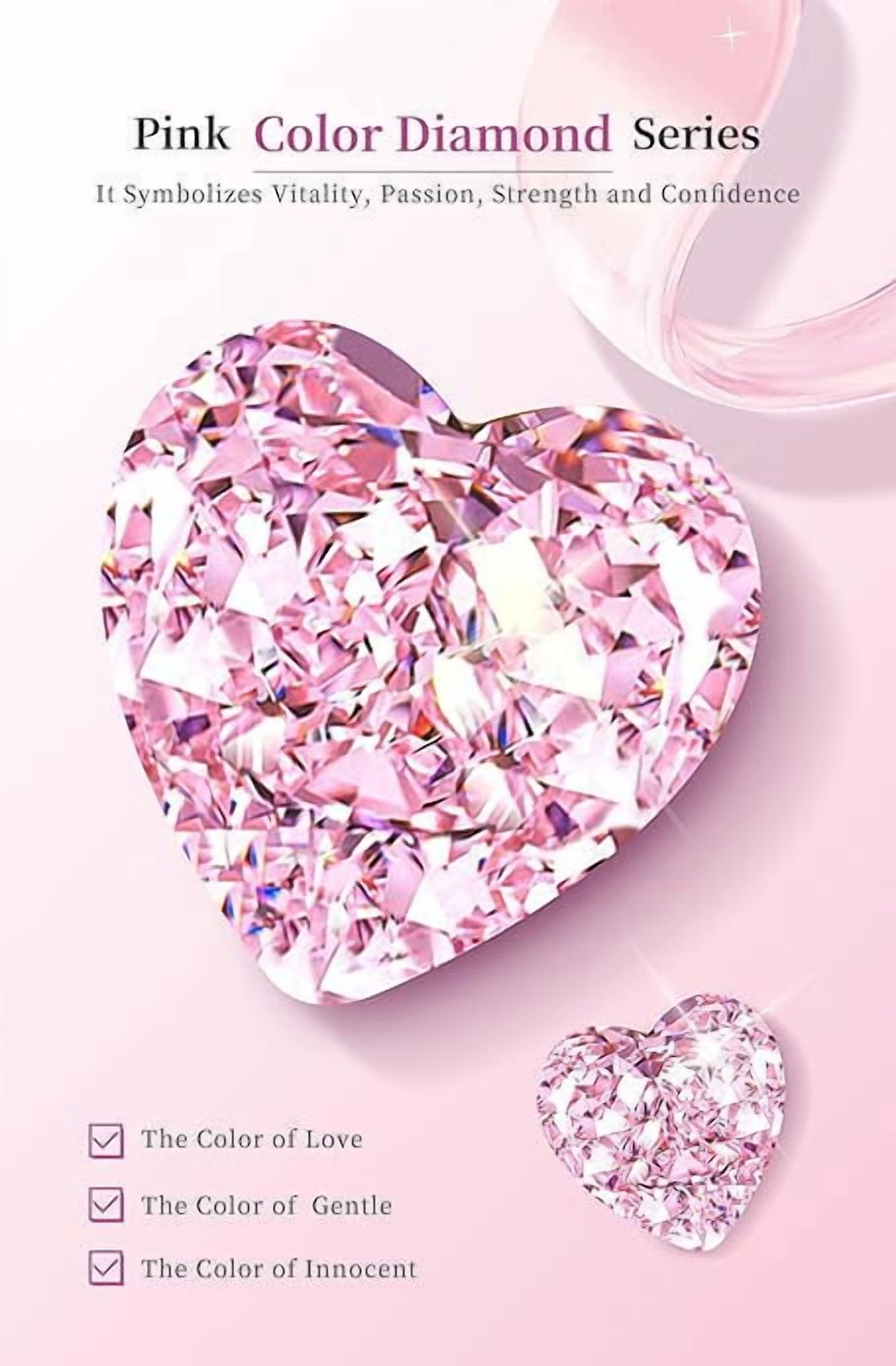AINUOSHI Necklace for Women, Lab Simulated Diamond, Pink Heart Cut Pendant, 925 Sterling Silver with 18K White Gold Plating, Christmas Gift