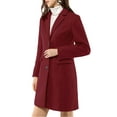thumbnail image 5 of INSPIRE CHIC Women's Coat Solid Color Notched Lapel Single Breasted Winter Peacoat Burgundy M, 5 of 8