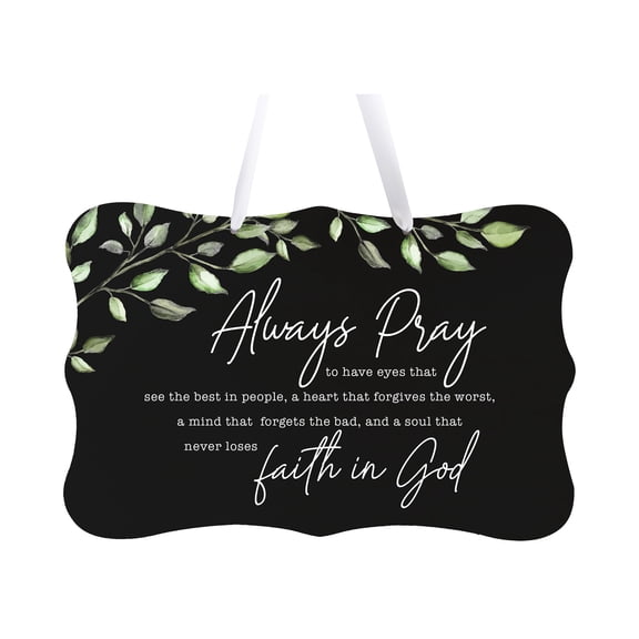 LifeSong Milestones Wooden Wall Hanging Sign for Home Decorations 8x12 - Always Pray (Leaves)