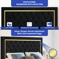 thumbnail image 4 of ModFusion – Modern Queen Size Bed Frame with Tall Button-Tufted Headboard, Velvet Upholstery, Modern Platform Bed Frame with Gold Trim, Easy Assembly , Black, 4 of 7