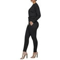 thumbnail image 4 of Gureui Women's Casual 2Pcs Homewear Outfits,Long Sleeve Round Neck Blouse and Long Trousers with Pocket Solid Slim-fit Tracksuit Leisure Wear, 4 of 6