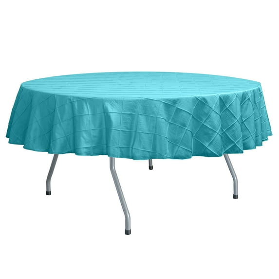 Ultimate Textile Embroidered Pintuck Taffeta 84-Inch Round Tablecloth Turquoise Blue
