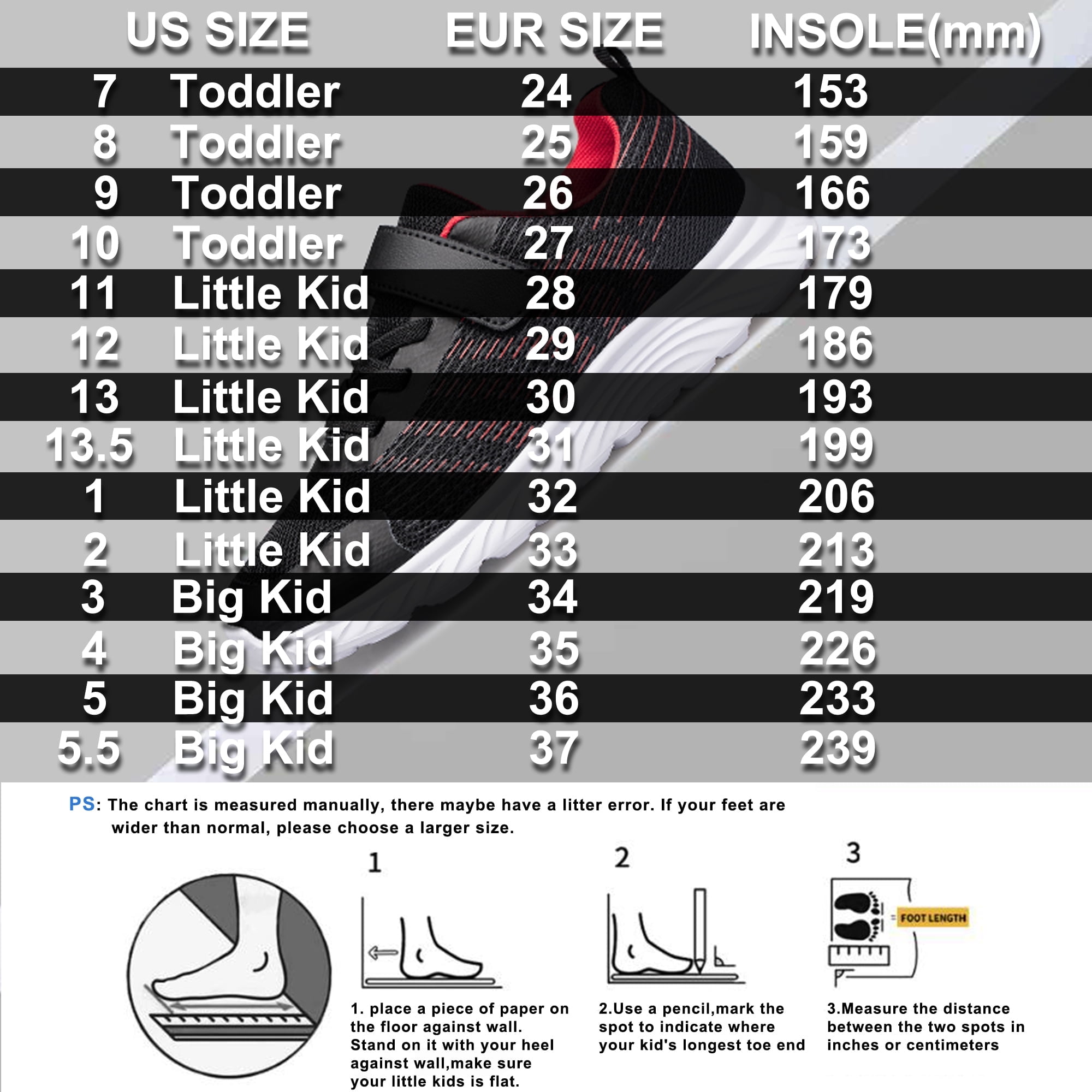 YHOON Boys Girls Sneakers Kids Shoes Unisex Breathable Fitness Running Tennis Lightweight Shoes Black Big Kid Size 1