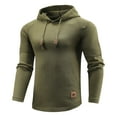 thumbnail image 2 of Yyeselk Hoodie for Men Slim Fit Long Sleeve Drawstring Hooded Casual Solid Color Warm Comfortable Winter‌ Pullover Sweatshirt Tops Green M, 2 of 9