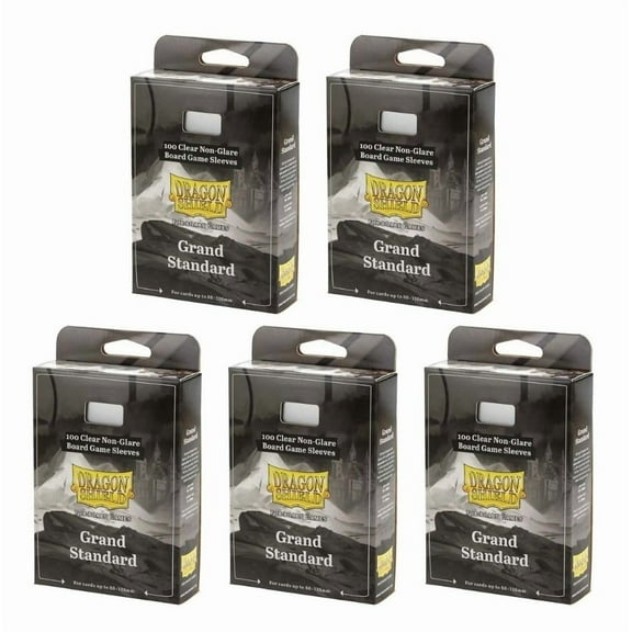 5 Packs Dragon Shield Board Game Sleeves 100 ct Grand Standard Size Card Sleeves Value Bundle!
