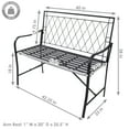 thumbnail image 3 of Sunnydaze 2-Person Argyle Diamond High Back Iron Outdoor Garden Bench, Black, 3 of 8