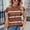 Brown, variant on Women's Stripe Knit Round Neck Exposed Seam Short Sleeve Casual Top – Loose Fit Summer Pullover Blue,S