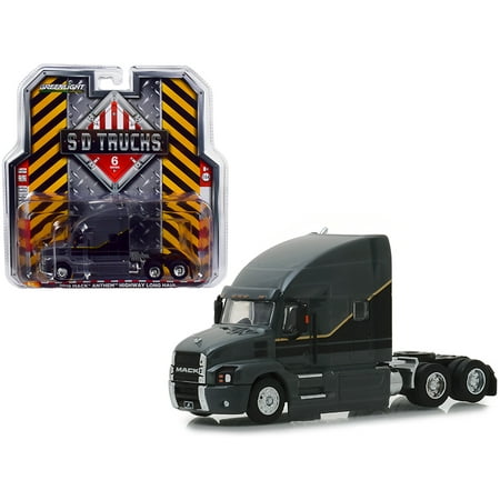 2019 Mack Anthem Highway Long Haul Truck Cab Gray with Black and Gold Stripes 1/64 Diecast Models by