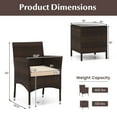 thumbnail image 3 of Costway 3 PCS Outdoor Conversation Set with Cushioned Seat & Tempered Glass Tabletop Beige, 3 of 9