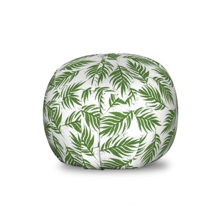 Aloha Storage Toy Bag Chair  Repetitive Print of Island Leaves Flora Garden Items with Handmade Spots  Stuffed Animal Organizer Washable Bag  Large Size  Olive Green and White  by Ambesonne
