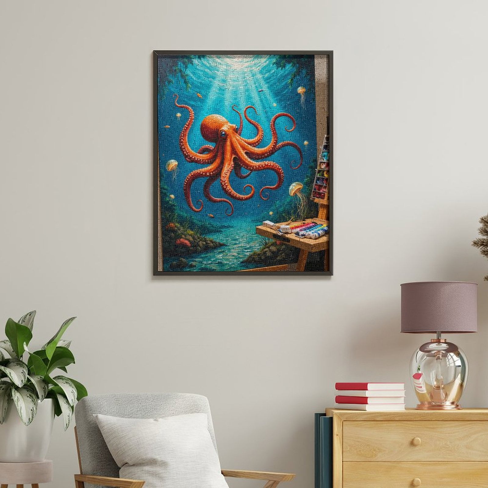 Paint By Numbers Kit for Adults Beginner - Octopus Ocean Painting Art Supplies DIY Canvas Painting Kits for Adults, Frameless Paint By Number for Adults for Home Wall Decor 16x20 Inch