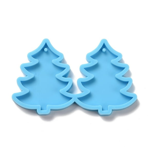 10 pc DIY Christmas Tree Pendant Silicone Molds Resin Casting Molds For UV Resin Epoxy Resin Jewelry Making Deep Sky Blue 41x68x5mm Hole: 1.5mm Inner Diameter: 37x31mm