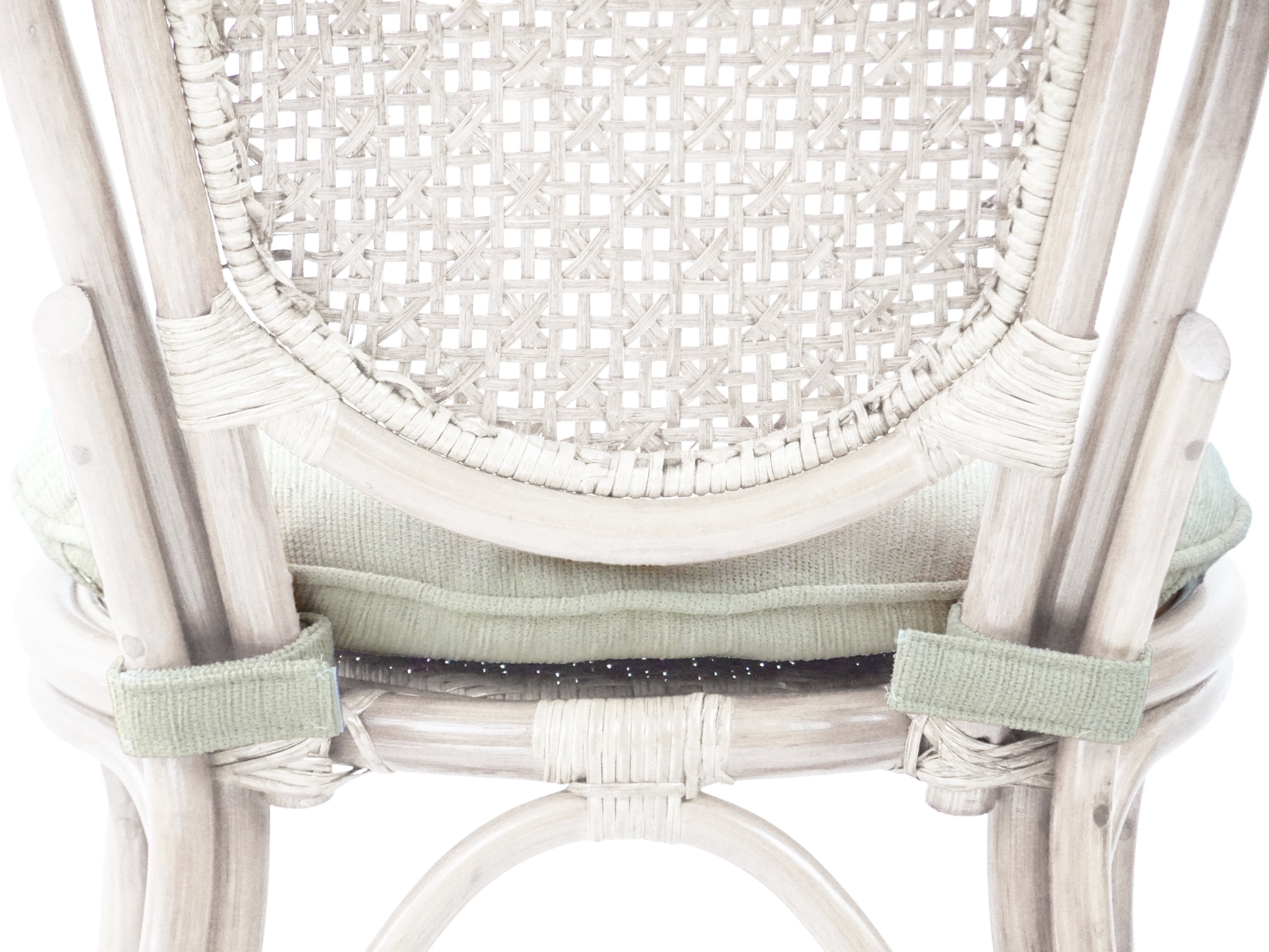 Set of 4 Denver Dining Wicker Side Chairs with Cream Cushions Handmade Rattan, White