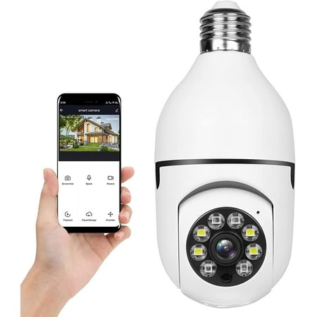 

Wireless WiFi Light Bulb Camera Security Camera Dome Surveillance Camera HD Night Vision Light Socket Camera Outdoor 1080P 360 Degree Panoramic Connector Smart Home Security Wireless Camera