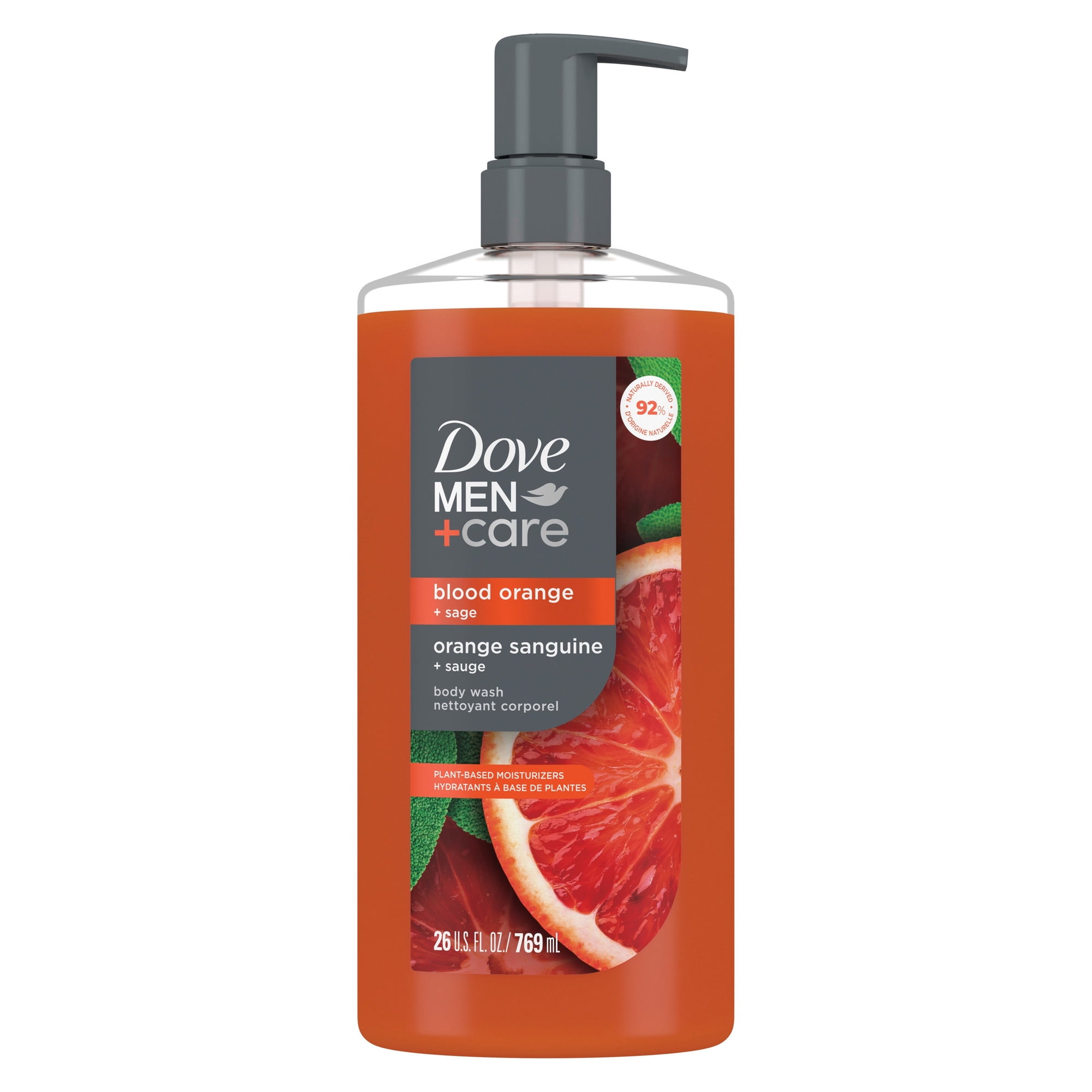 Dove Men+Care Blood Orange + Sage Moisturizing Body Wash Dermatologist Body Wash for Men, Sulfate Free, Paraben Free, & Dye Free, 26 oz