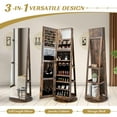 thumbnail image 6 of Giantex 360° Swivel Jewelry Cabinet, Lockable Jewelry Armoire w/Full-Length Mirror & 3-Color LED Lights, Freestanding Jewelry Organizer w/Inside Mirror, Foldable Shelf, Coffee, 6 of 10