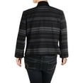 thumbnail image 2 of Nine West Womens Striped Ponte Kiss Front Jacket Black/Multi 6, 2 of 2