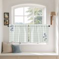 thumbnail image 2 of Blue Spring Floral Tier Curtains 24 Inch Length, Watercolor Teal Plaid Summer Botanical Cafe Short Curtains for Bathroom Over Sink, Small Kitchen Curtain Light Filtering Drapes 2 Panels 27.5"Wx24"L, 2 of 8