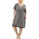 thumbnail image 1 of Camisones de Talla Grande para Mujeres Agnes Orinda con Lunares, Cuello en V, Mangas Cortas, Midi, Camisón 1X Gris Oscuro, 1 of 8