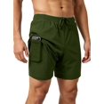 thumbnail image 2 of Men's Swim Trunks with Compression Liner Stretch Swimming Shorts with Pockets Green XXL, 2 of 4
