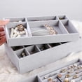 thumbnail image 6 of Soft Velvet Stackable Jewelry Tray Case Jewelry Display Storage Box Portable Ring Earrings Necklace Organizer Box Jewelry Holder Grey B, 6 of 6