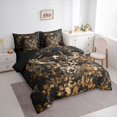 thumbnail image 2 of Castle Fairy Teens Vintage Autumn Bear Deer 7-Piece Twin Bedding,Autumn Tree Leaves Bedding Comforter Set,Brown Orange Black,Black Reversible, 2 of 7