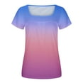 thumbnail image 4 of EQWLJWE Hauts d'Été pour Femmes Hauts pour Femmes Liquidation Mode T-Shirt Blouse à Manches Courtes Col Rond Imprimé Décontracté, 4 of 5