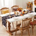 thumbnail image 3 of Pink Pumpkins Fall Cotton Linen Rectangle Table Runners 13"x48", Autumn Thanksgiving Botanical Black Coffee Table Runner Dresser Scarves Luxury Table Runners for Wedding Party Banquet Dinner Decor, 3 of 8